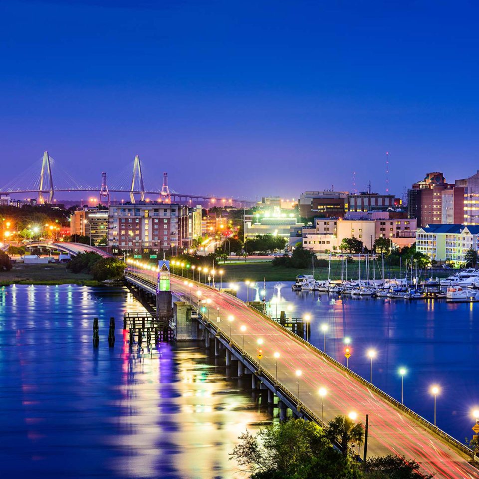 Charleston, SC skyline at night