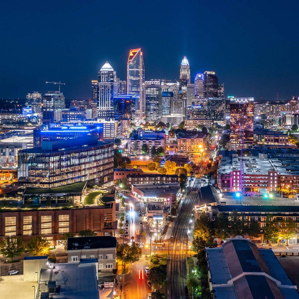 Charlotte, NC skyline at night